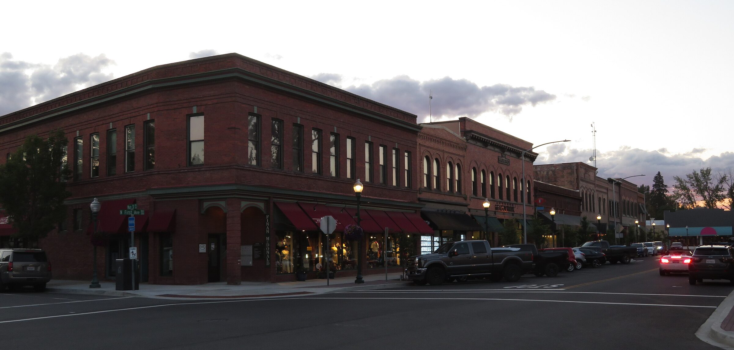 First Avenue, Sandpoint, Idaho, at dusk